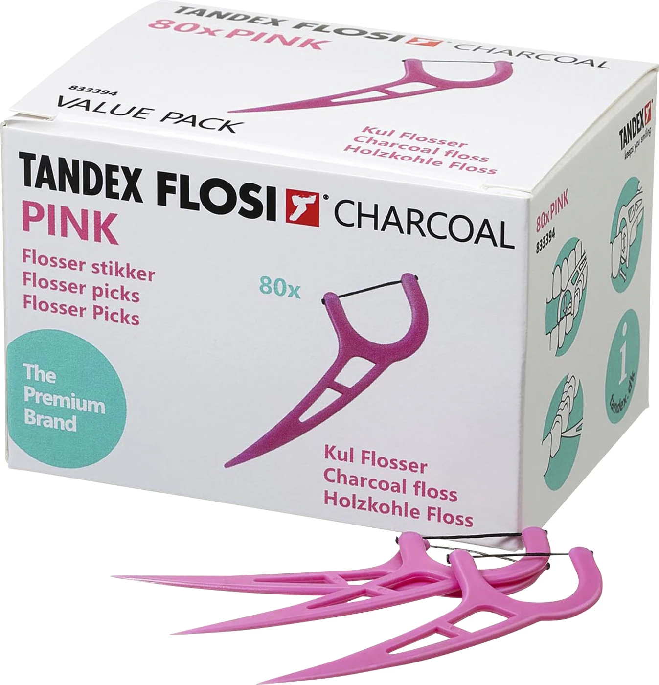 TANDEX FLOSI FLOSSER Packung 80 Stück pink