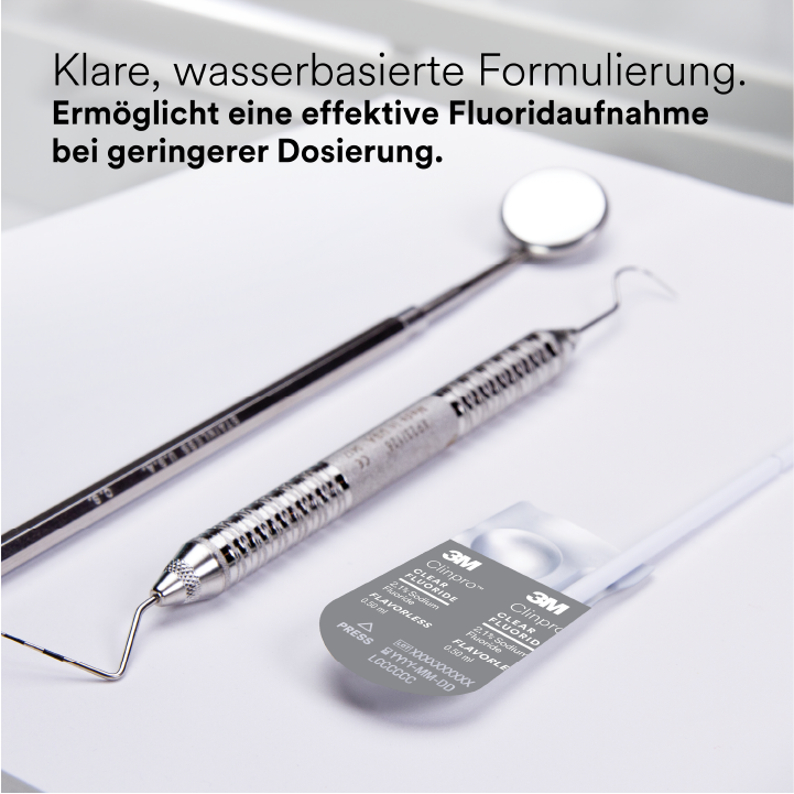 Clinpro™ Clear Fluorid Packung 50 x 0,5 ml ohne Geschmack, Zubehör Clinpro™ Clear Fluorid Packung 50 x 0,5 ml ohne Geschmack, Zubehör