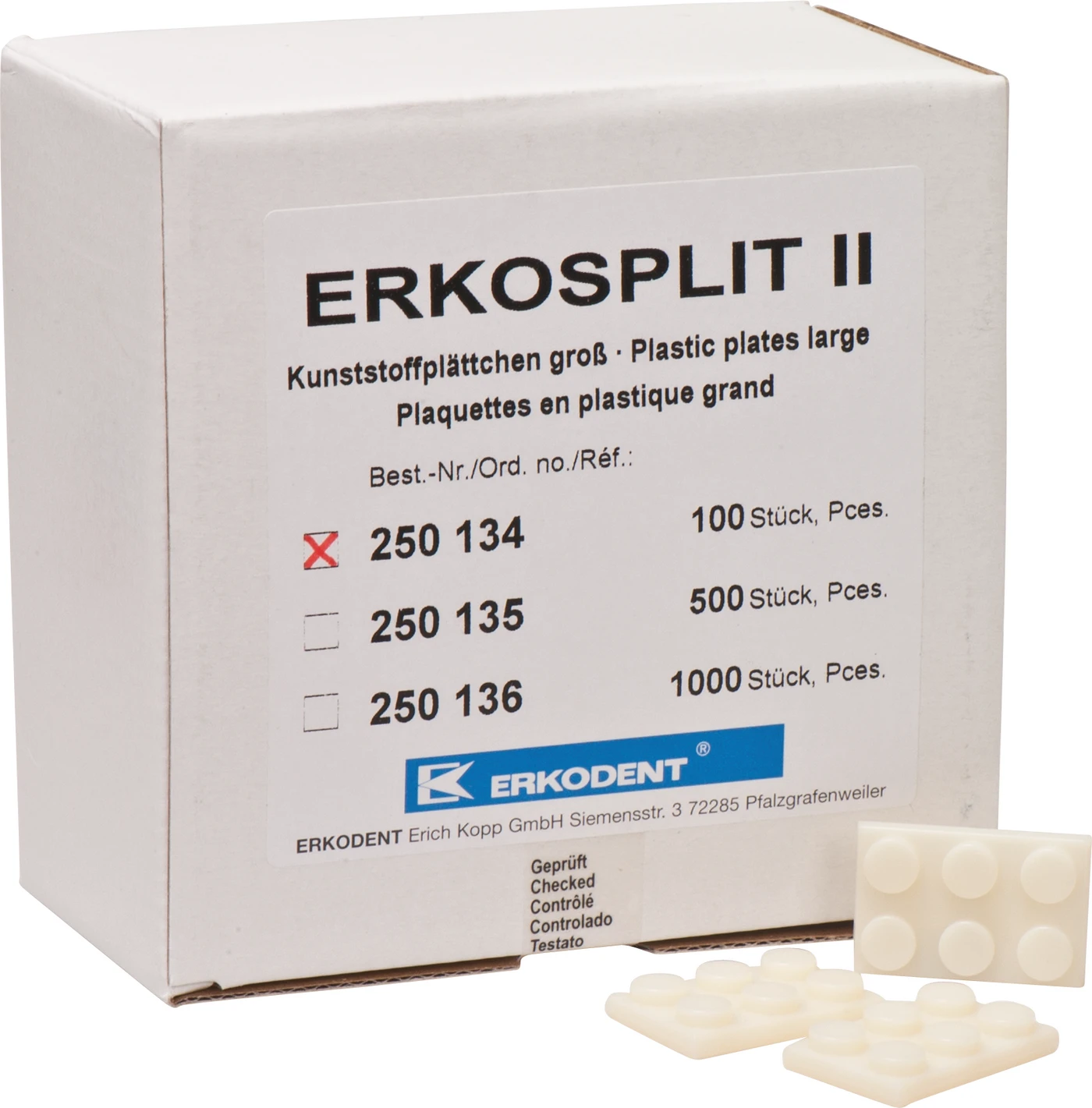 ERKOSPLIT II Packung 100 Kunststoffplättchen groß