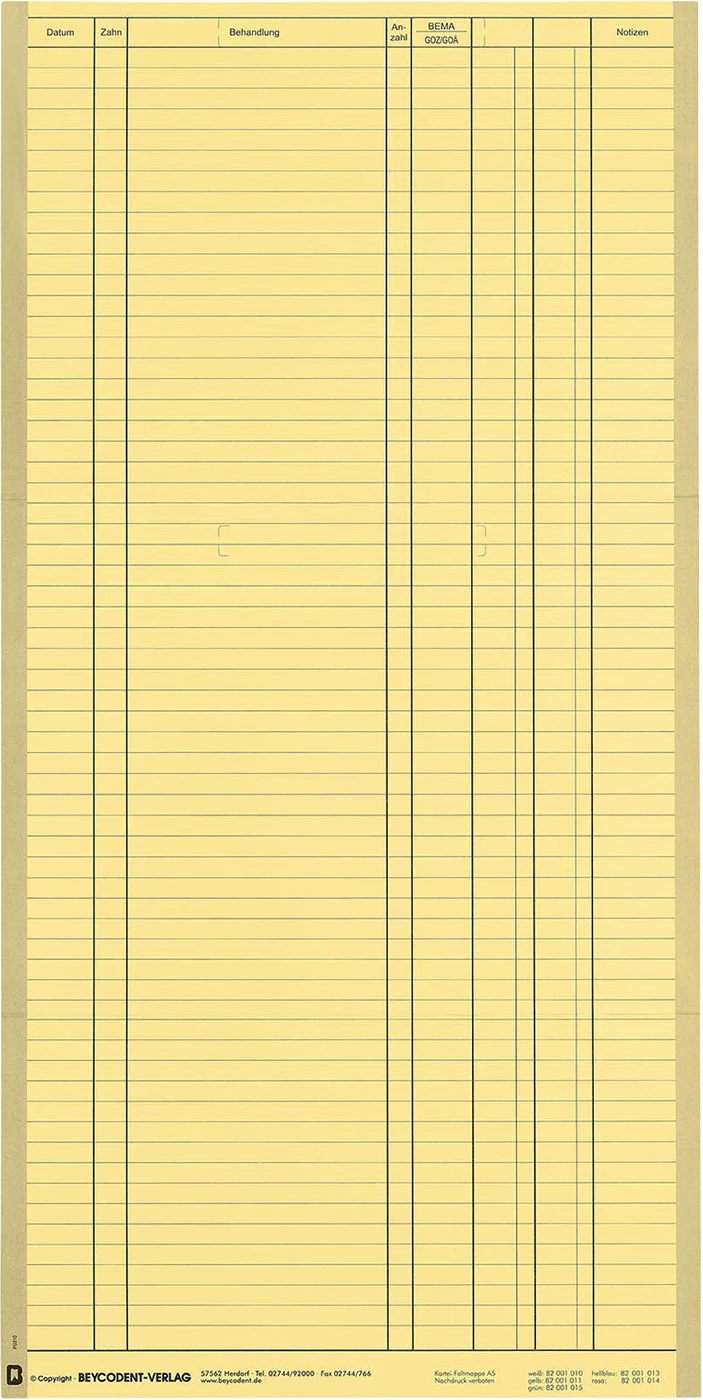 Kartei-Faltmappe A5 Dental & Medico Packung 100 Stück Dental, gelb
