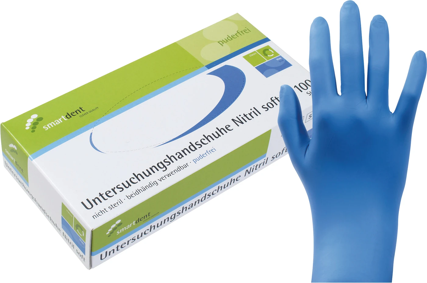 smart Nitrilhandschuhe Soft PF Packung 100 Stück puderfrei, blau, M