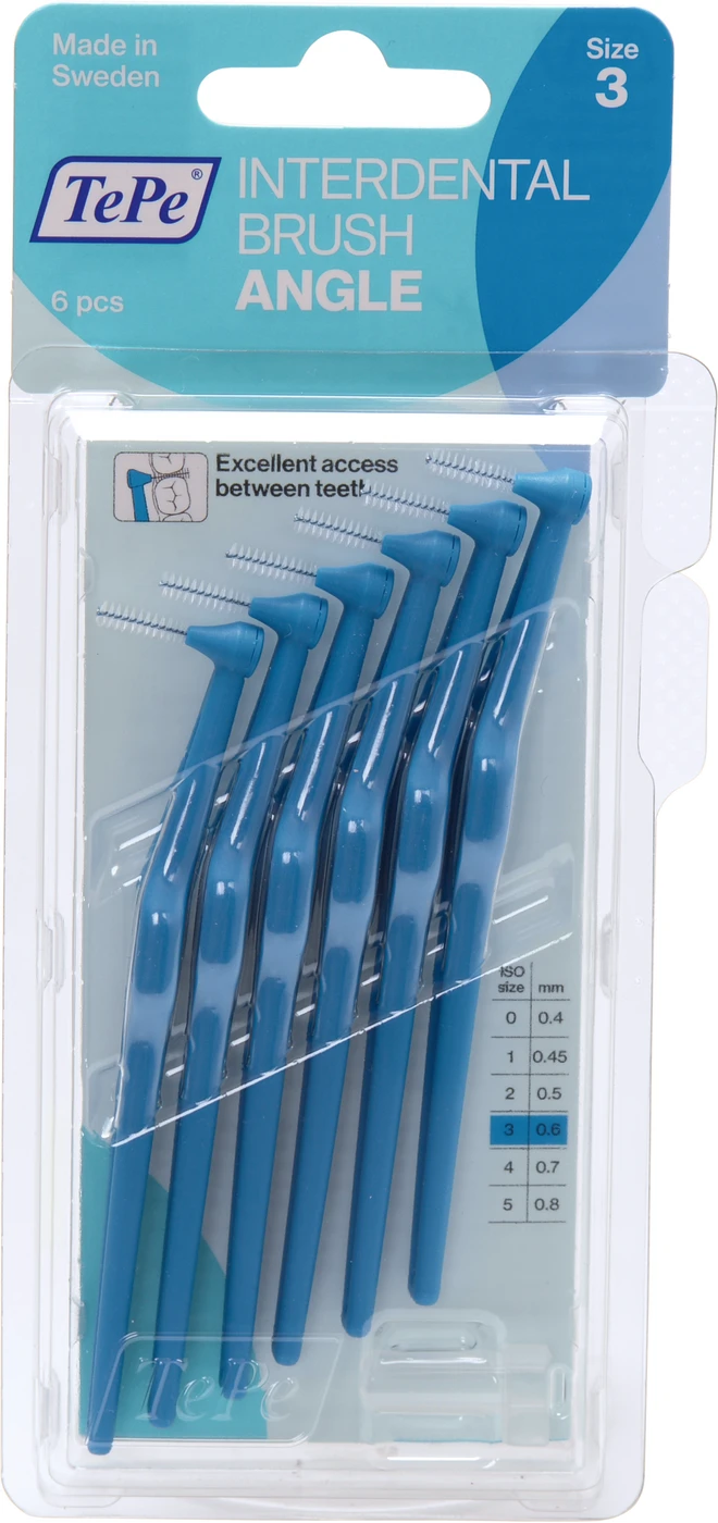 TePe® Interdentalbürsten Angle™ Packung 6 Stück blau, Ø 0,6 mm