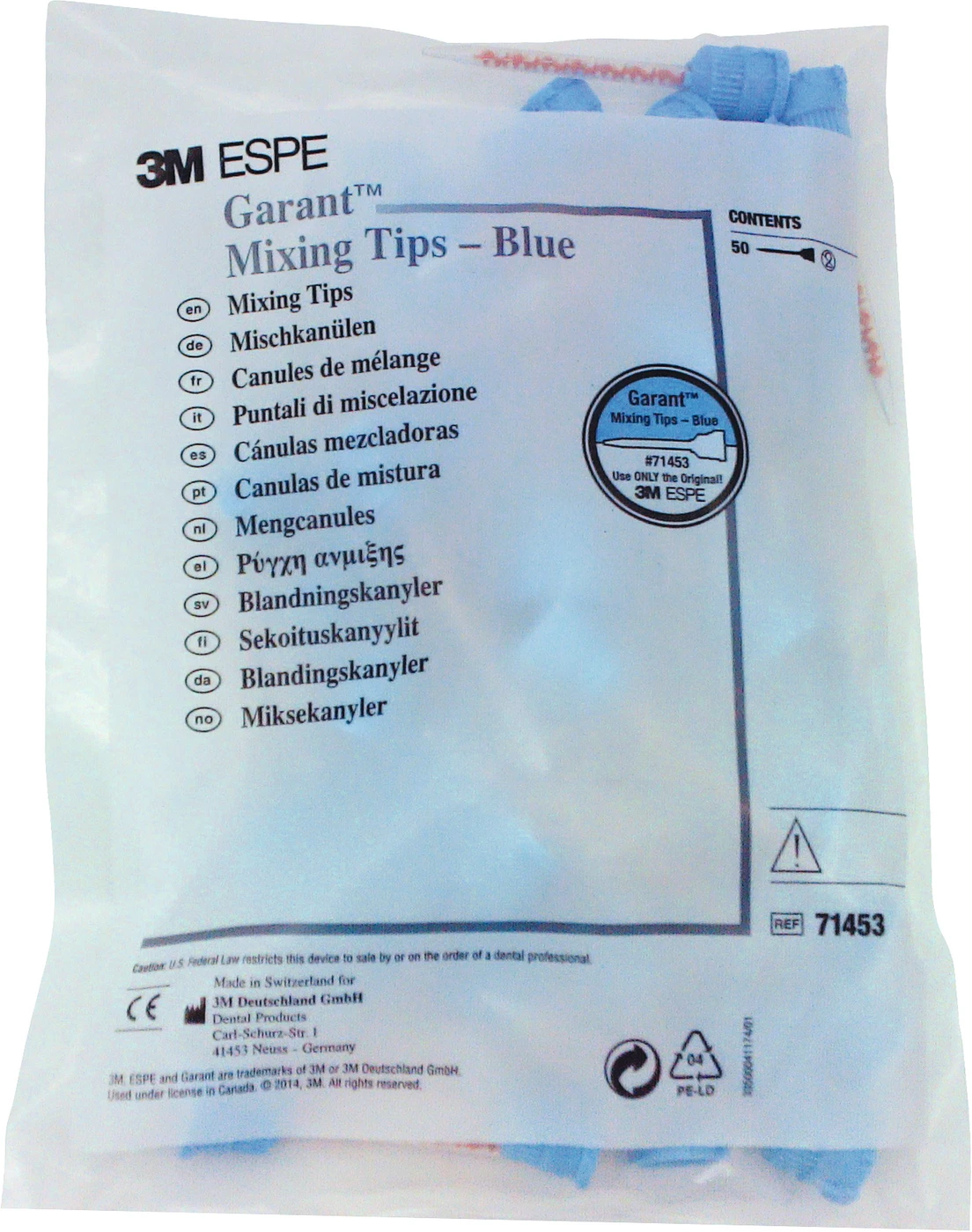 Garant™ Mischkanülen blau Packung 50 Stück blau