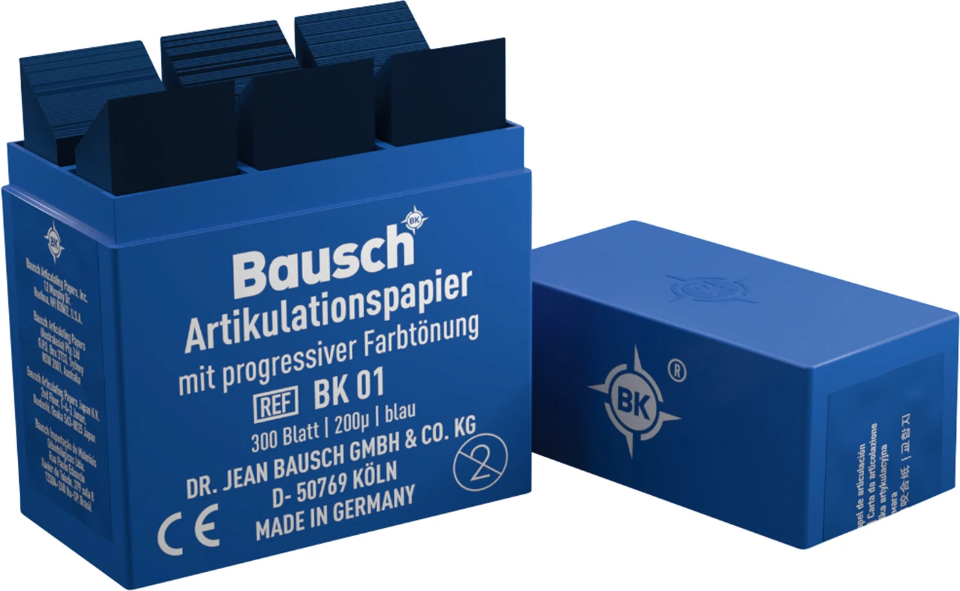 Artikulationspapier 200 µ Plastik-Kassette 300 Stück blau, gerade, BK 01