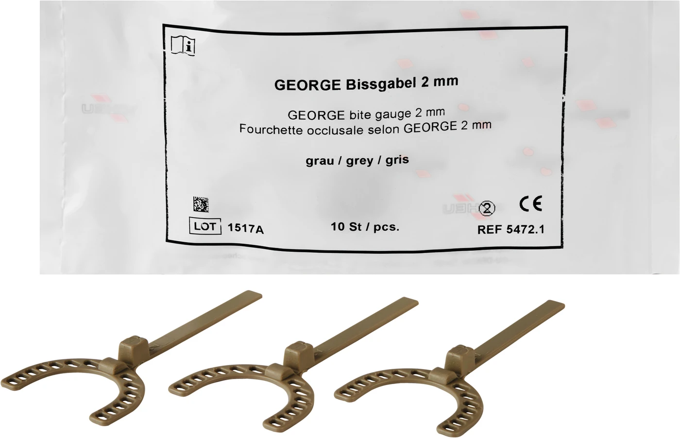 GEORGE GAUGE™ Bissregistrierung Packung 10 Stück 2 mm, grau