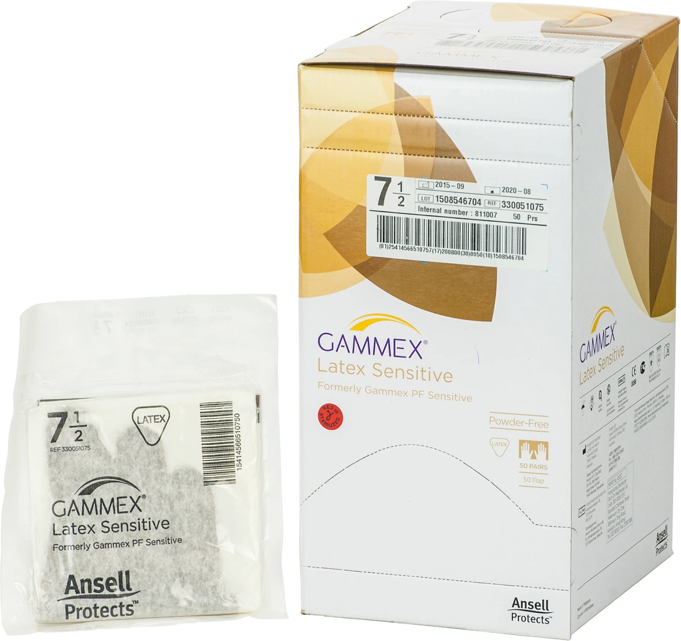 Gammex® Latex Sensitive Packung 50 Paar puderfrei, braun, Größe 7,5