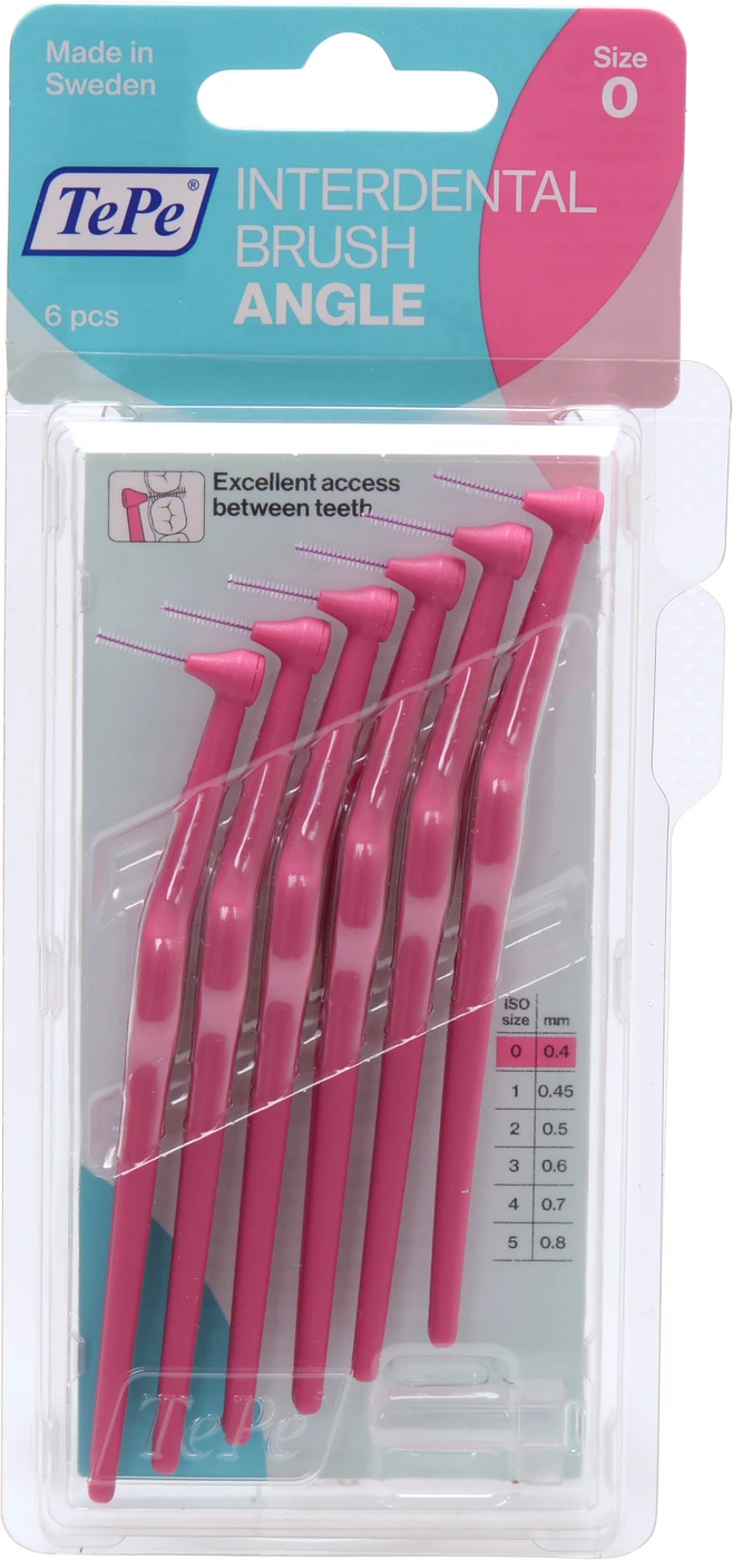 TePe® Interdentalbürsten Angle™ Packung 6 Stück pink, Ø 0,4 mm