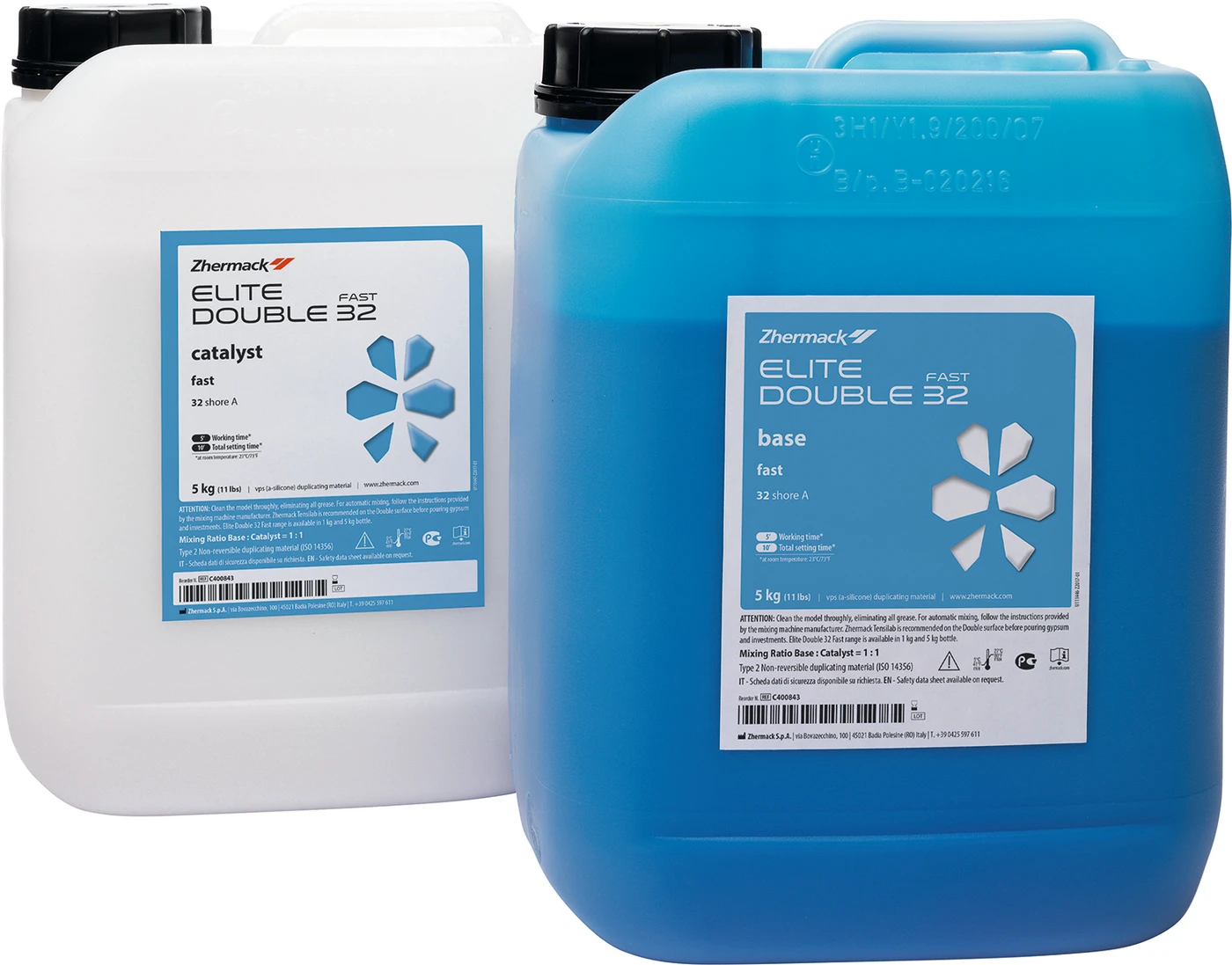 Elite Double 32 Karton 5 kg Kanister Base, 5 kg Kanister Katalysator, blau, schnellabbindend