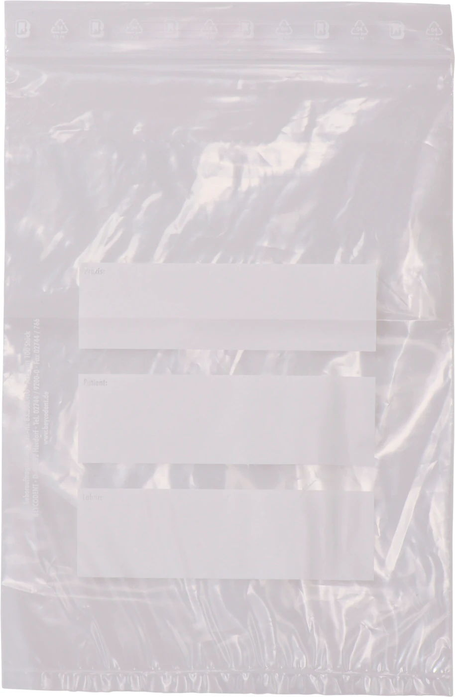 Labor-Auftragsbeutel Packung 100 Stück