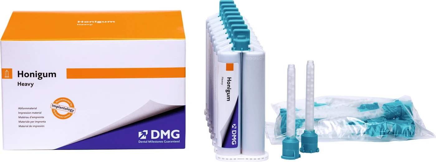 Honigum Heavy Vorteilspackung 8 x 50 ml Doppelkartusche Heavy, 16 Automix-Tips