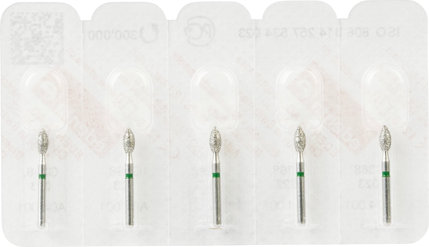 Diamanten 368 Packung 5 Stück grün grob, FG, Figur 257 Knospe, 5 mm, ISO 023