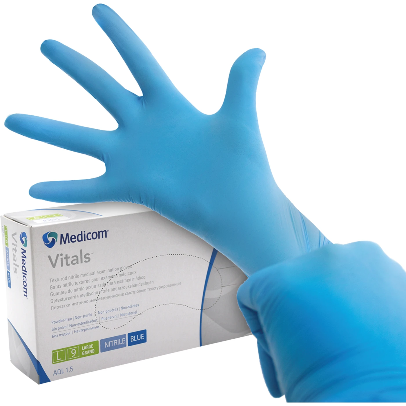 Medicom® SafeTouch® Advanced™ Vitals™ Nitril-Handschuhe Packung 100 Stück puderfrei, blau, L