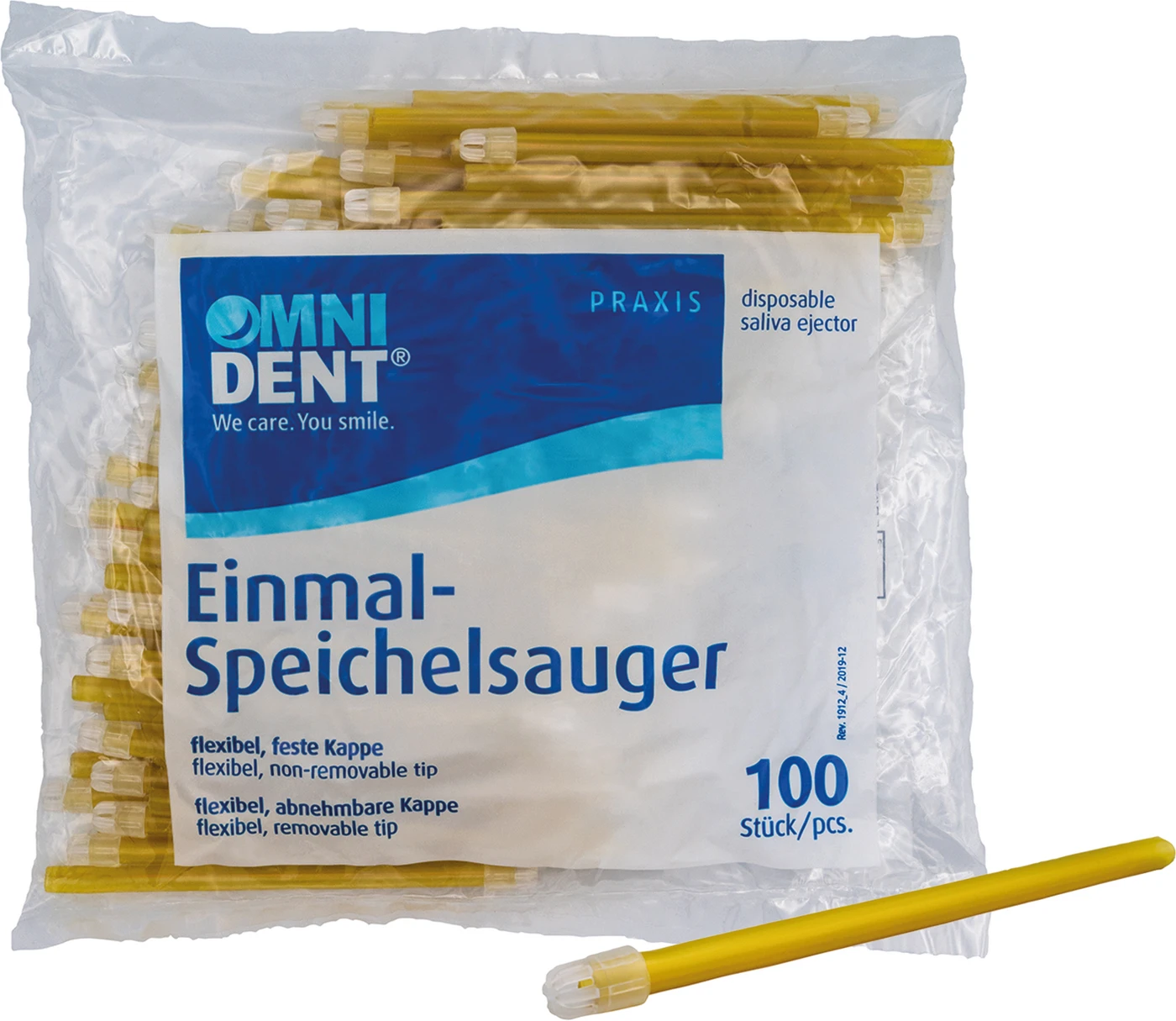 Omni Speichelsauger Packung 100 Stück lose Kappe gelb