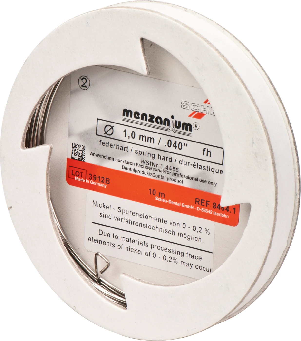 MENZANIUM® Spulendraht Laborrolle 10 m federhart = 1.800-2.000 N/qmm, 1 mm