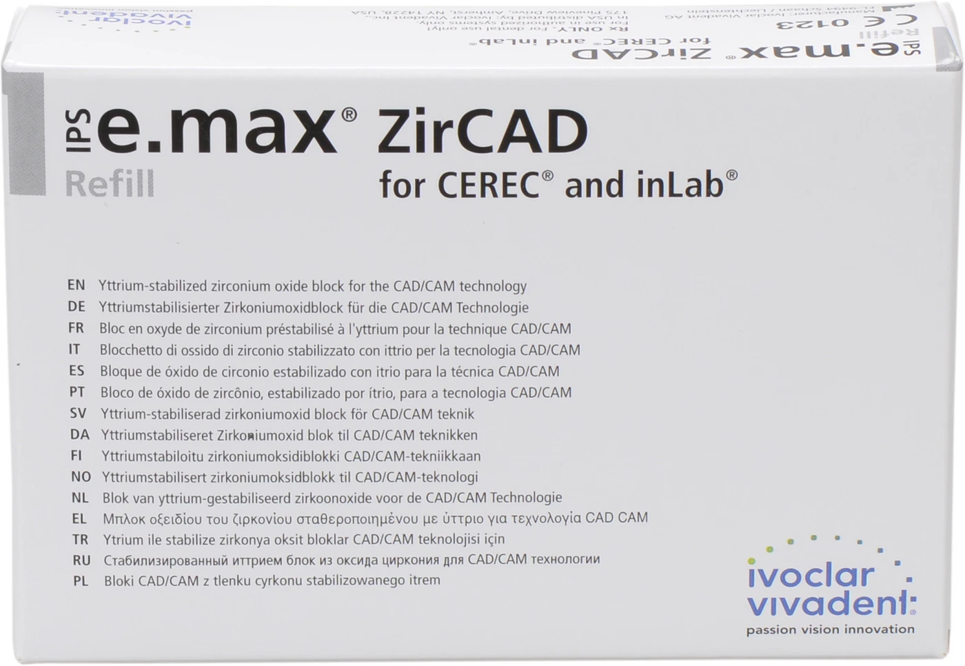 IPS e.max ZirCAD MT Multi for CEREC/inLab Packung 3 Stück Gr. B45 A3