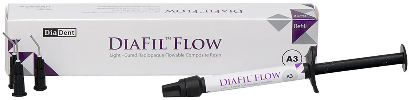 DIAFIL™ FLOW Hybrid Packung 2 g Spritze A3, 10 Einmalnadeltips