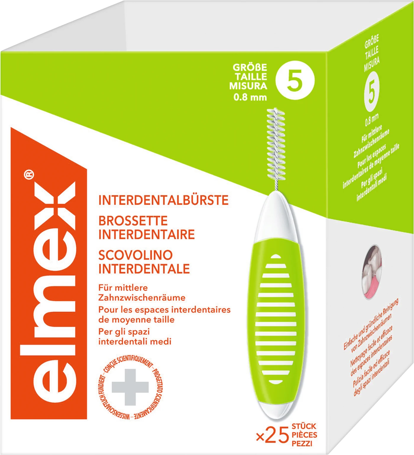 elmex® Interdentalbürsten Packung 25 Stück grün, Ø 0,8 mm, ISO Gr. 5