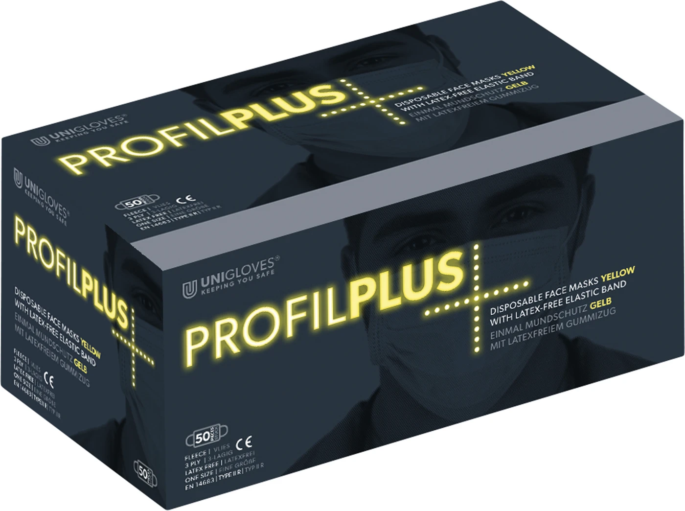 PROFIL PLUS OP-Mundschutz Spenderbox 50 Stück gelb