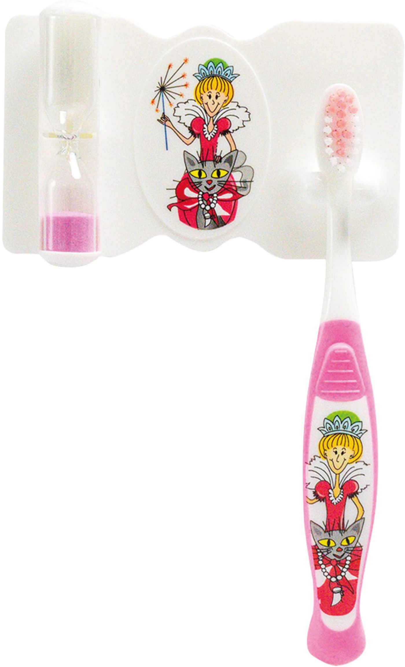 Omni Kinder-Zahnputzset Set Fee (1 Zahnbürste, 1 Wandhalterung inklusive Sanduhr)