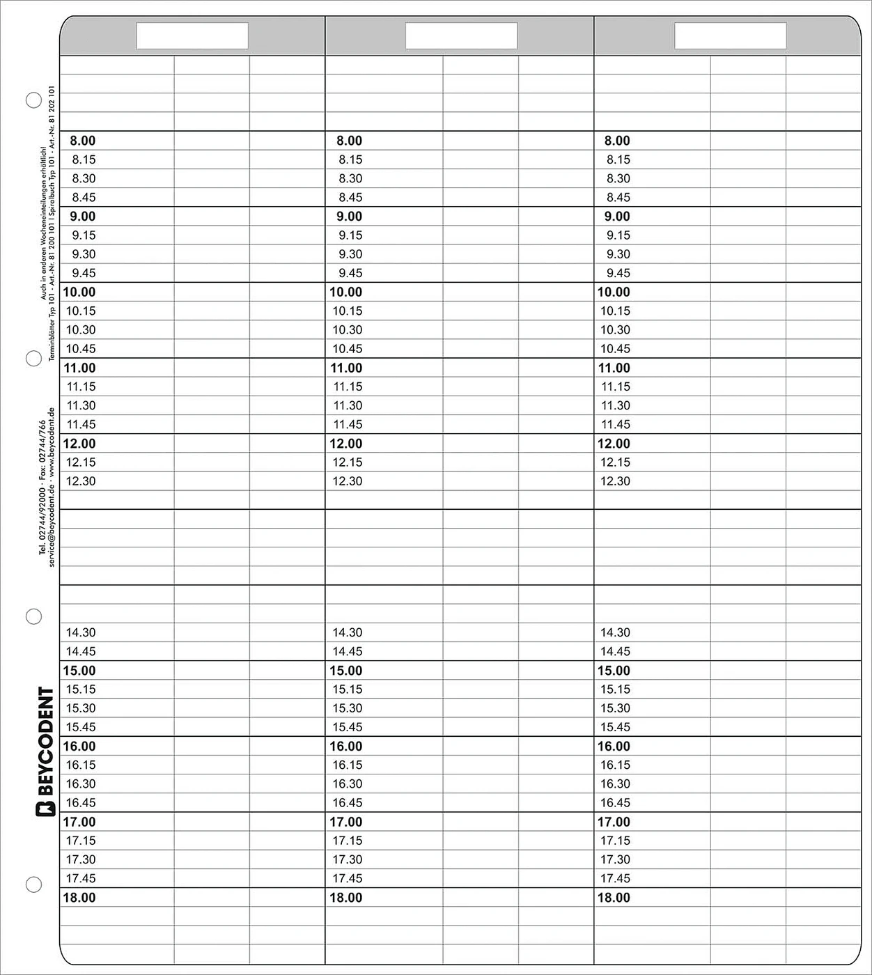 Terminblätter Classic Format Nachfüllpackung 53 Stück Typ 101
