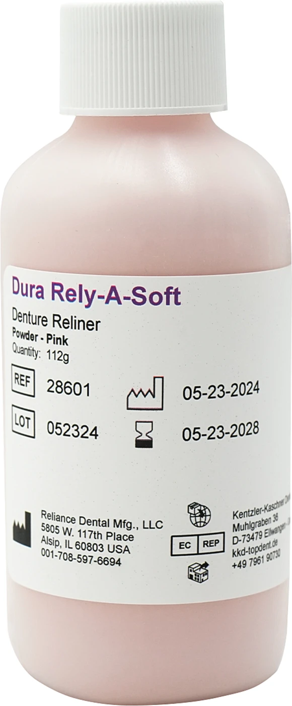 Dura Rely-A-Soft – Soft Denture Liner Packung 112 g Pulver rosa