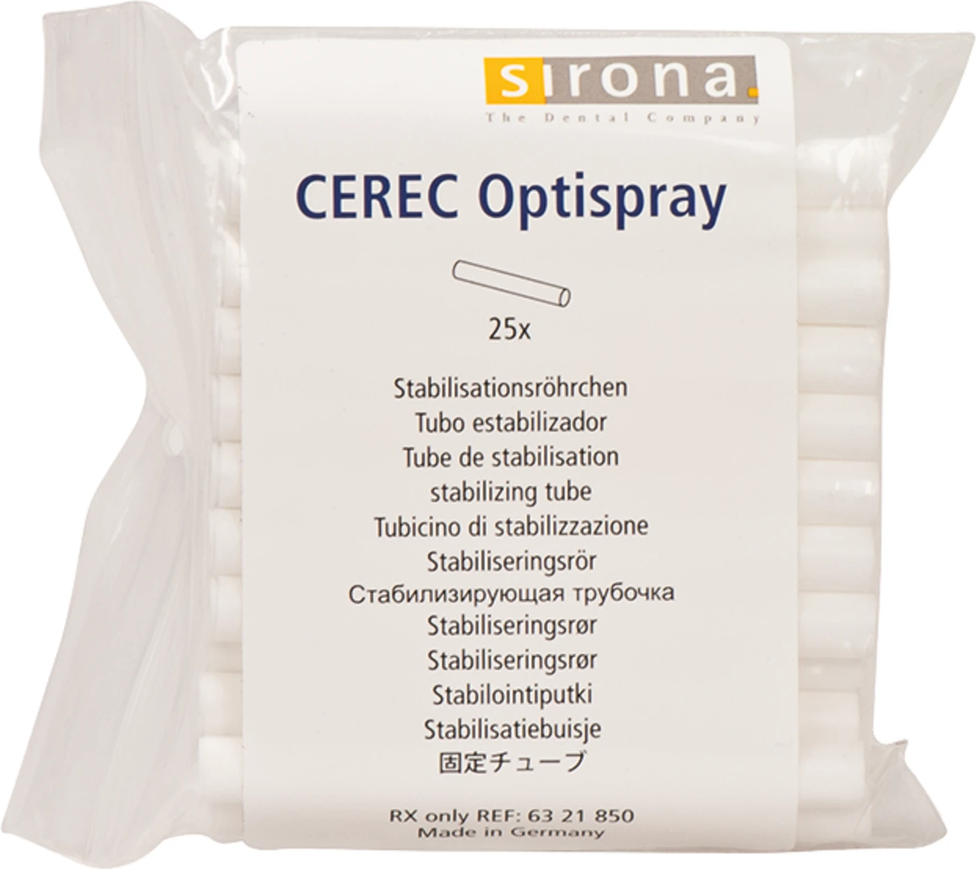 CEREC Optispray Zubehör Packung 25 Stabilisationsröhrchen