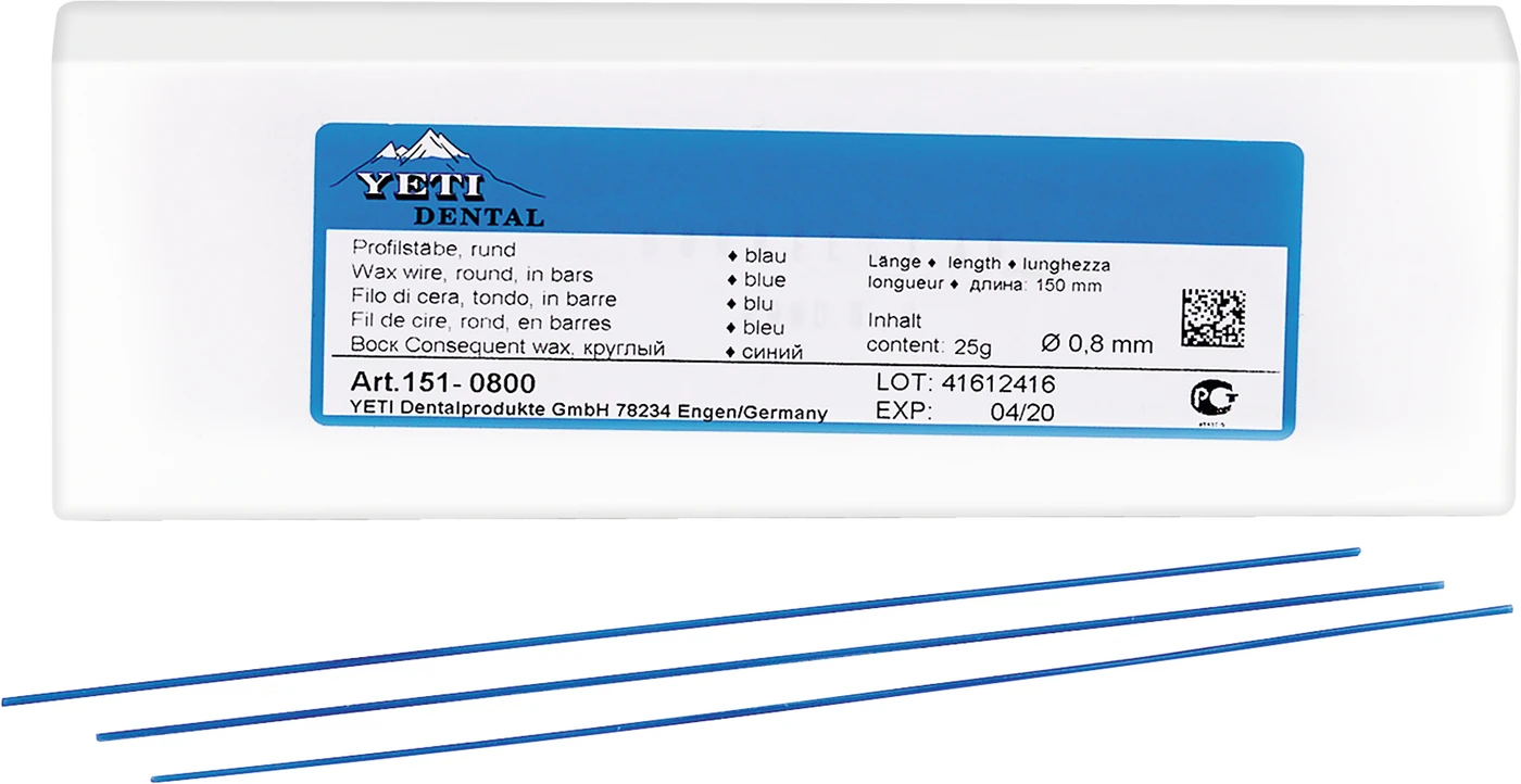 CONSEQUENT und Profilstäbe Packung 25 g Profilstäbe Wachsdraht blau, rund, hart, 0,8 mm Stärke