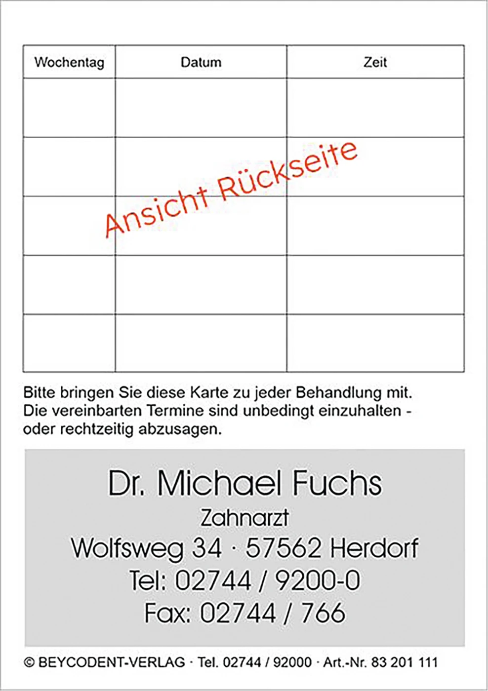 Terminkärtchen A7 Stück 100 Blatt 7,4 x 10,5 cm