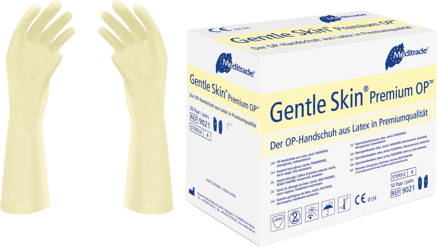 Gentle Skin® Premium OP™ Packung 50 Paar puderfrei, natur, Größe 6