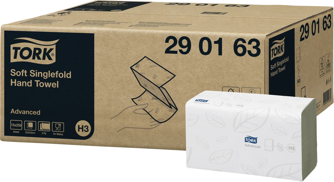 TORK® Zickzack Handtücher (V-Falz) H3 System Karton 15 x 250 Stück 2-lagig, hochweiß, 24,8 x 23 cm