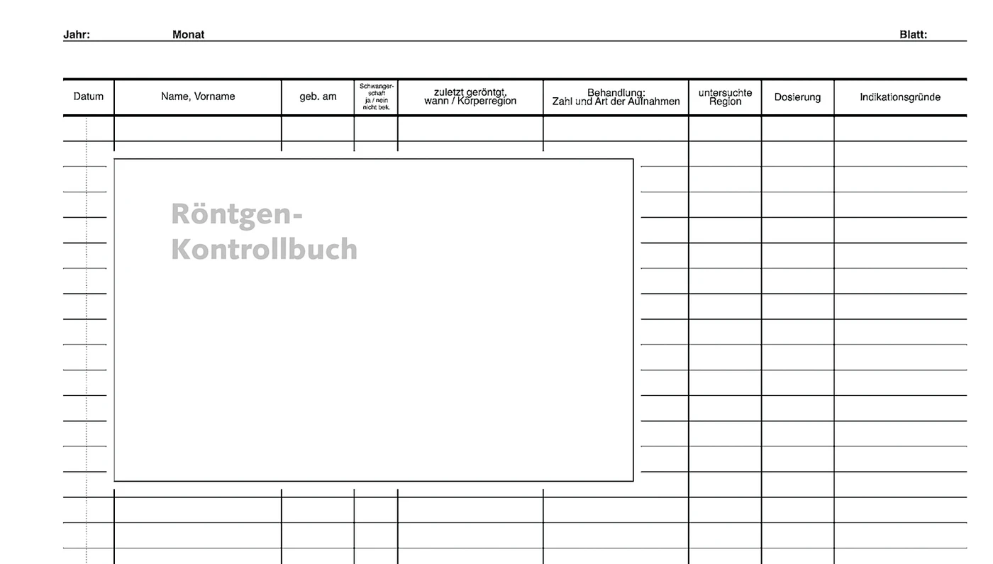 Einlageblatt Röntgen-Kontrollbuch Packung 50 Stück