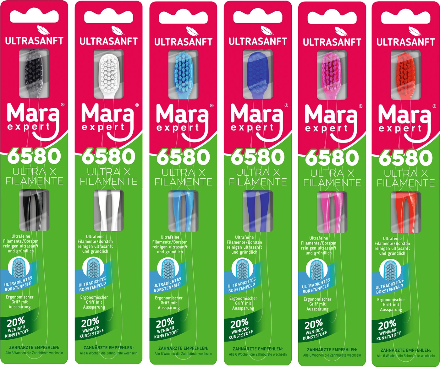 Mara® Expert Zahnbürste 6580 Ultra X Zahnbürste Packung 6 x 2 Stück