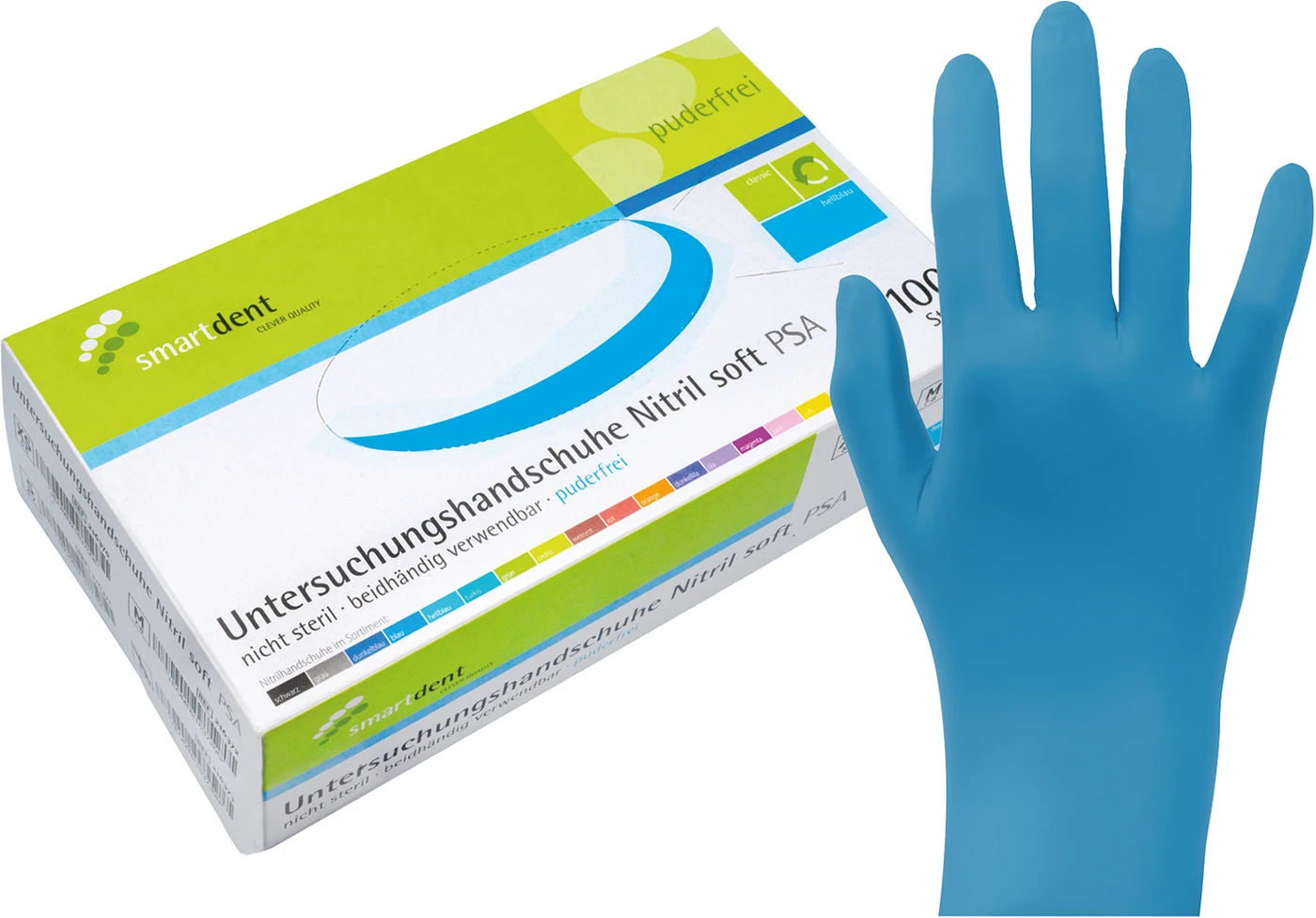 smart Nitrilhandschuhe Soft PF Packung 100 Stück puderfrei, hell blau, S