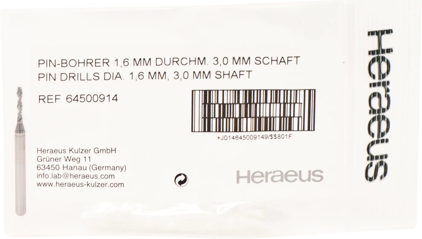 Heraeus Pin-System Stück Pinbohrer Ø 1,6 mm