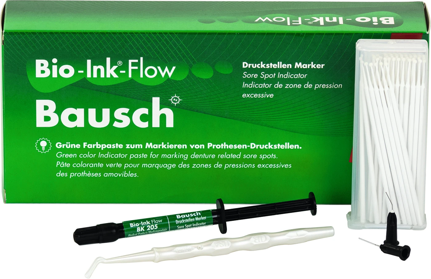 BIO-Ink®-Flow Kit 1 ml Farbpaste, 1 Halterung für Auftragpinsel, 50 Applikatoren, 10 Einweg-Kanülen