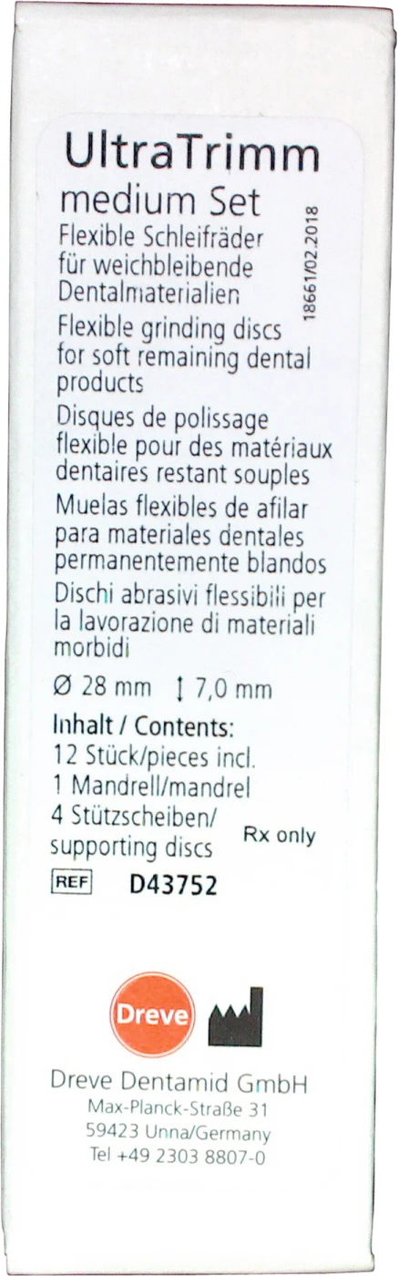 Ultra-Trimm Packung 12 Stück medium, Ø 28 mm x 7 mm, 4 Stützscheiben, 1 Mandrell