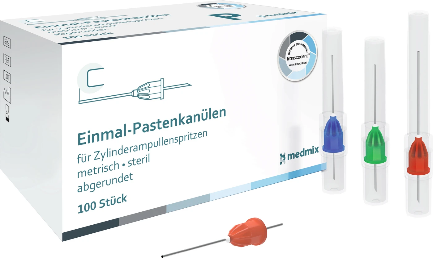 Einmal-Pastenkanülen Packung 100 Stück grün, 0,8 x 23 mm