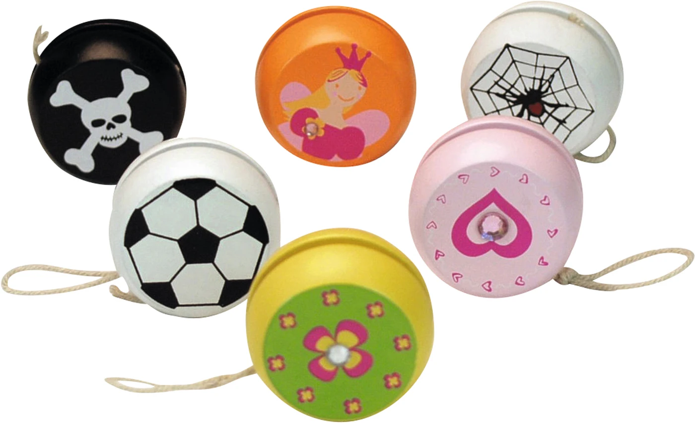 Jo-Jo Packung 24 Stück Ø 45 mm, aus Holz, sortiert