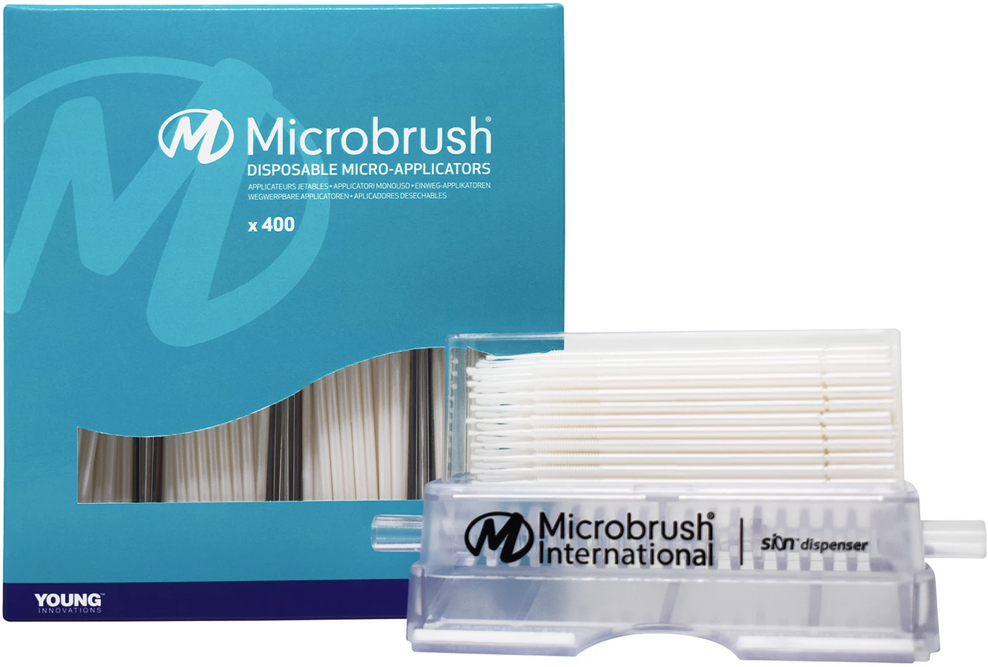 Microbrush® Applikatoren Plus Serie Kit 400 Applikatoren weiß, superfein 1 mm, 1 Dispenser