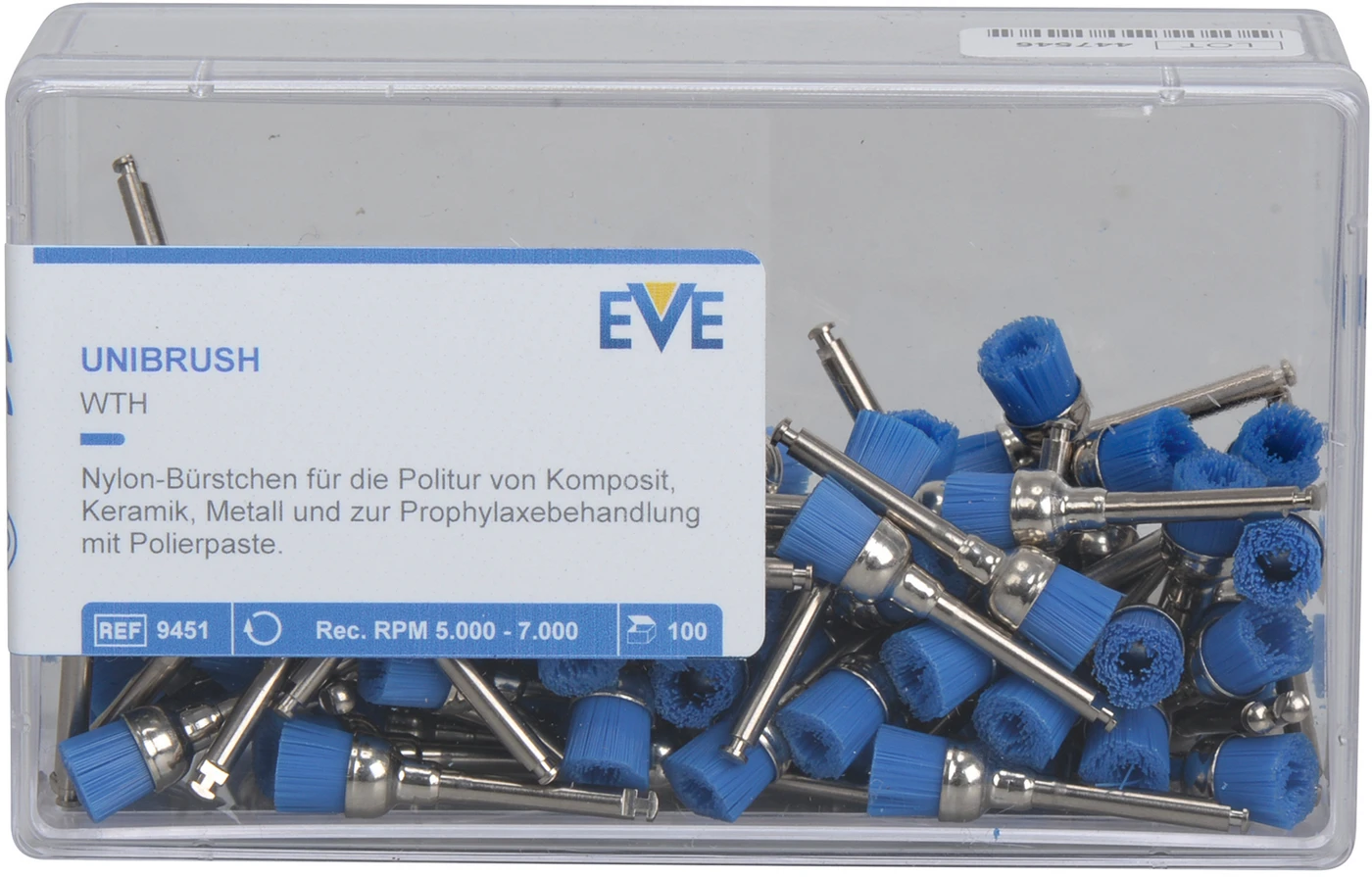 EVE UNIBRUSH Packung 100 Stück blau, WTH, RA, 6 x 5,5mm EVE UNIBRUSH Packung 100 Stück blau, WTH, RA, 6 x 5,5mm