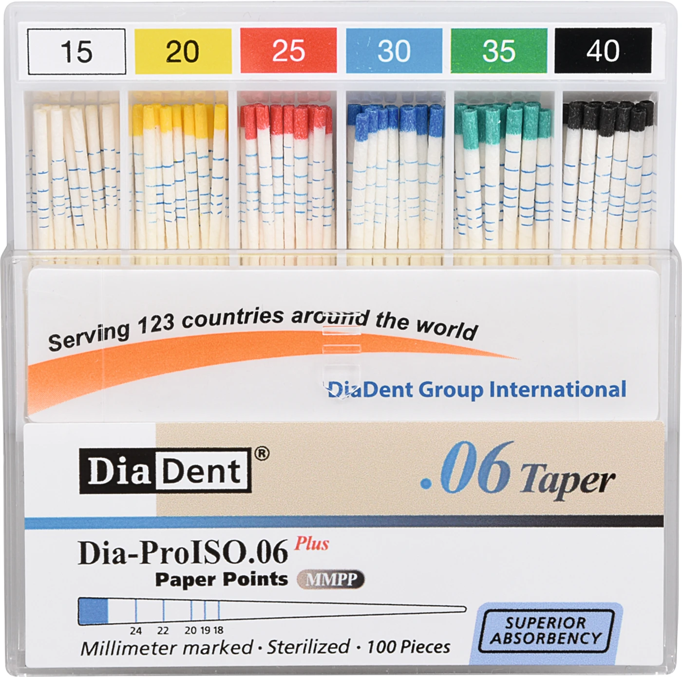 DiaDent® Dia-Pro Paper Points Packung 100 Stück Taper.06, ISO 015-040