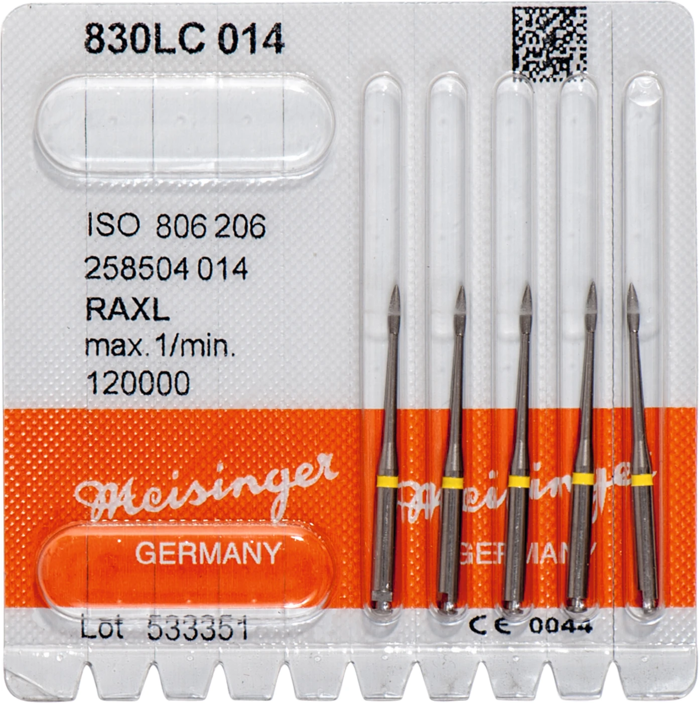 Diamanten 830 Packung 5 Stück gelb extra fein, RA XL, Figur 258, ISO 014