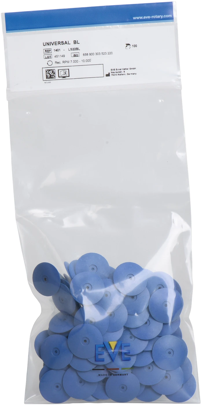 EVE UNIVERSAL blau Packung 100 Stück unmontiert, blau mittel, Figur Linse, 22 x 4 mm EVE UNIVERSAL blau Packung 100 Stück unmontiert, blau mittel, Figur Linse, 22 x 4 mm