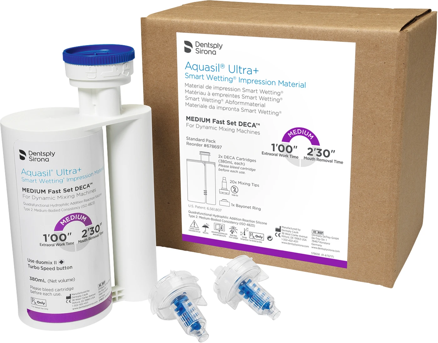 Aquasil® Ultra+ Packung 2 x 380 ml Doppelkartusche DECA Medium Fast Set, 20 Mischkanülen