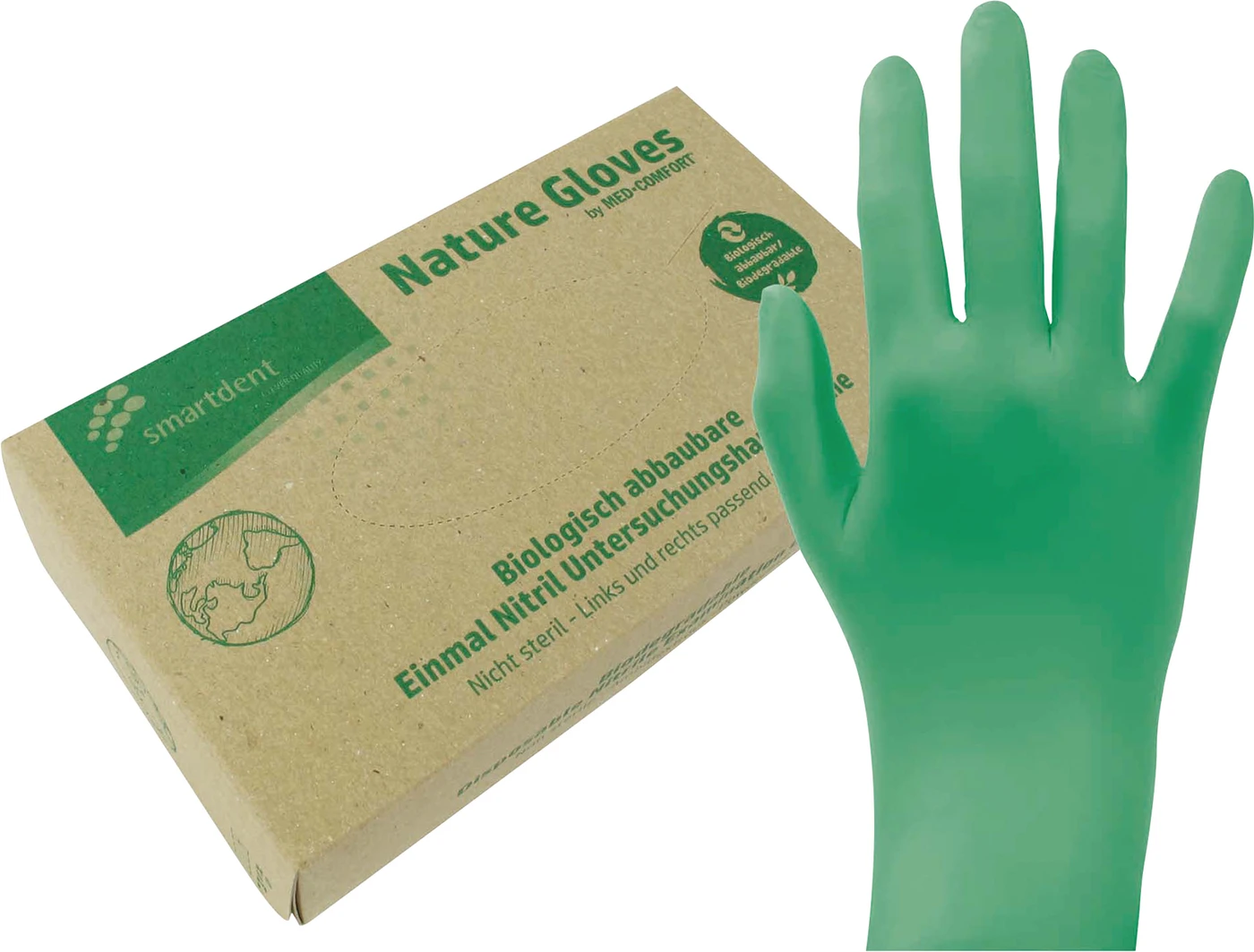 smart nature gloves Nitrilhandschuhe Packung 100 Stück puderfrei, grün, L