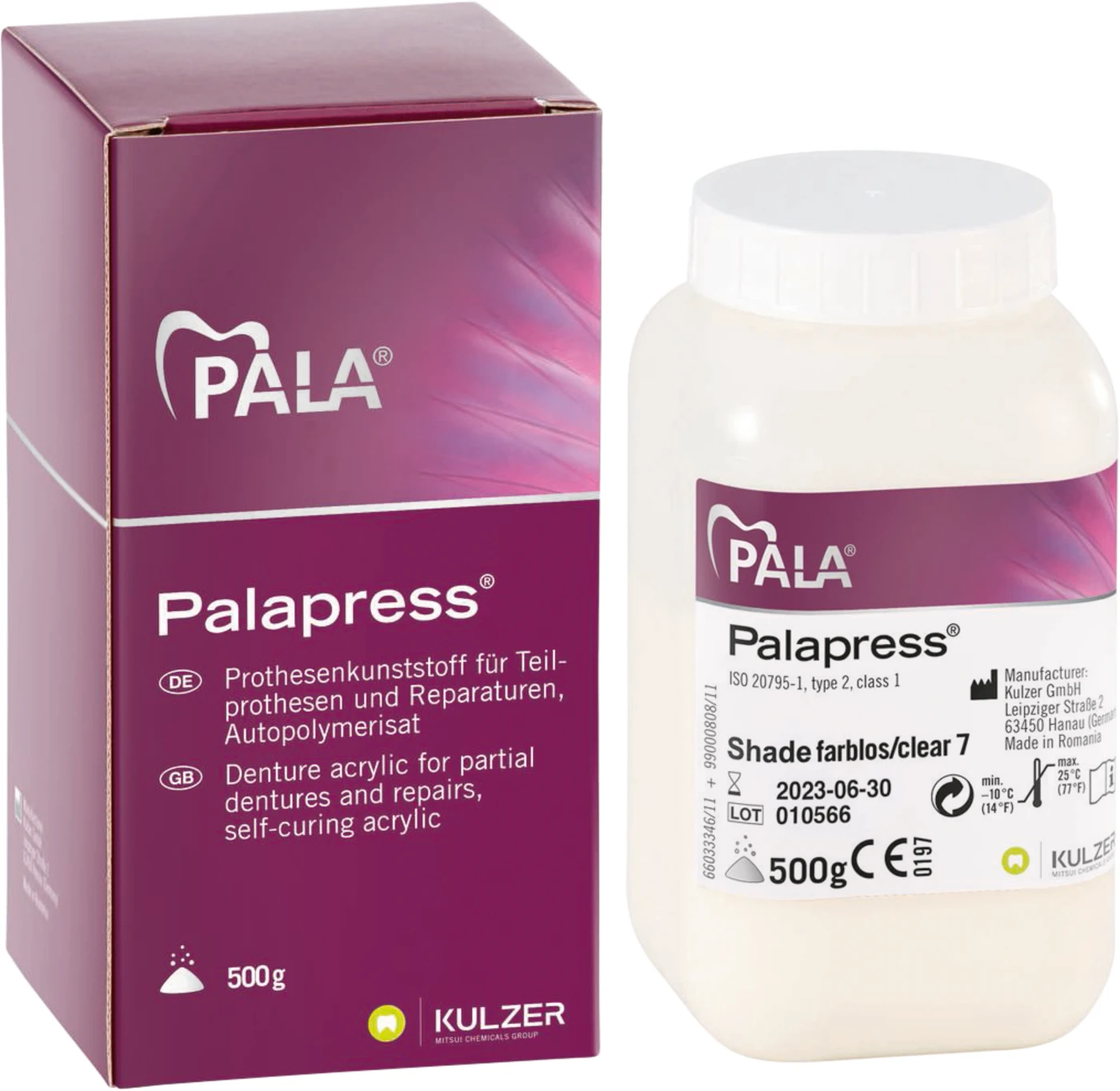 Palapress® Flasche 500 g Pulver farblos