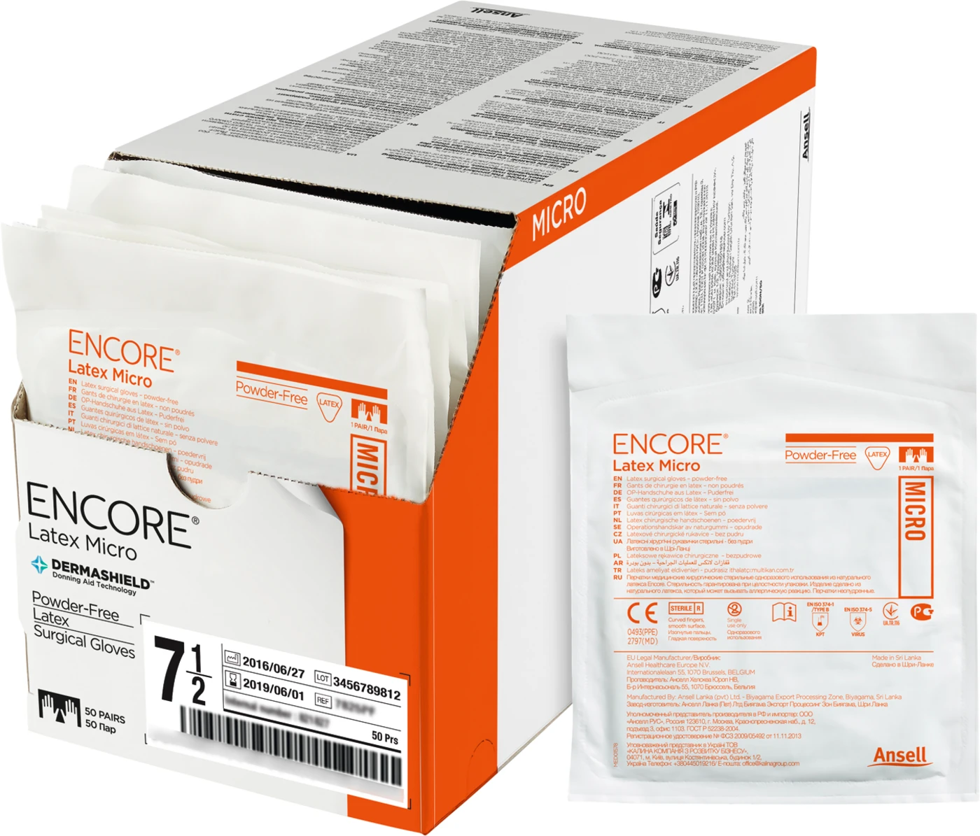 ENCORE® Latex Micro Packung 50 Paar puderfrei, braun, Größe 5,5