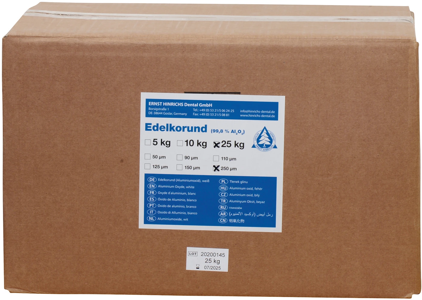 Edelkorund Karton 25 kg 250 μm