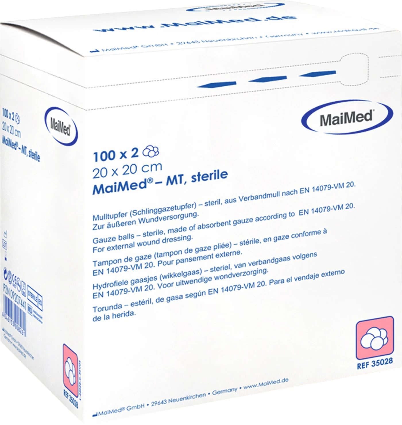 MaiMed®-MT Mulltupfer Packung 200 Stück steril, 20 x 20 cm