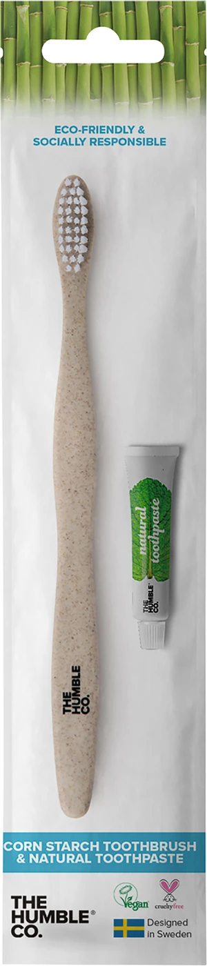 Humble Brush Pflanzenbasierte Zahnbürste Set soft mit Zahnpasta